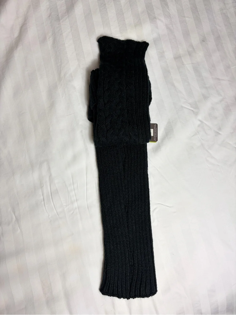 NWT Cable Knit Black knee high Leg Warmers one size